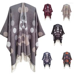 Scarves 2023 Imitation Cashmere Feel Circular Pattern Printing Cloak Shawl Ladies Thickening Warm Long Fashion Tassel Cape