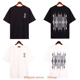 Designer Fashion Clothing Mens Tees Tshirt Amires Br Spring Autumn New Interlaced Letter Logo Printing Pure Cotton Loose High Street Couple Short Sleeve T-shirt