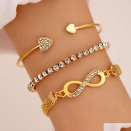 Charm Bracelets Rhinestone Infinity Bracelet Mens Womens Jewellery Elegant Charming Jewellery Set For Women Girl Vbr146 Drop Delivery Je Dhcrl