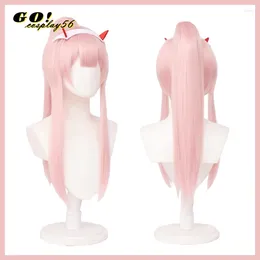 Party Supplies DARLING In The FRANXX Code 02 Cosplay Wig Ponytail Zero Two Swimwear Long Straight Pink Swimming Hairstyle Synthetic Hair