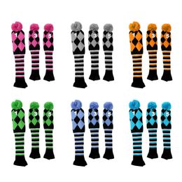 Other Golf Products 3 Pcs/set Golf Rhombus Pattern clubs Head cover Knitted Hybrid UT Driver Fairway Wood 1 3 5 Wood Knitting Cover 231114