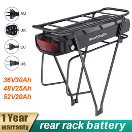 48v rear rack Battery 25ah 52V 20ah ebike batteries 36V 30ah with 21700 Cells 40A BMS 1500W Powerful Rear Rack BBS02 BBSHD