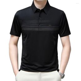 Men's T Shirts BROWON Brand Men Shirt Fashion Business Casual Turn-Down Collar Graphic 2023 Summer Thin Short Sleeve Work Tees