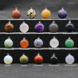 Pendant Necklaces 1pc 16mm Small Round Natural Stone Pendants Reiki Healing Opal Crystal Charm Carnelian Agates Quartz For Women Jewelry