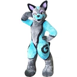 Simulation Long Fur Husky Mascot Costumes Christmas Halloween Fancy Party Dress Cartoon Character Carnival Xmas Advertising Birthday Party Costume Outfit
