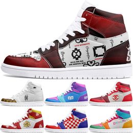 winter autumn Customized Shoes 1s DIY shoes Basketball Shoes black blue damping boys girl 1 Anime Character Customized Personalized Trend Versatile Outdoor Shoes