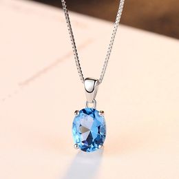 Pendant Necklaces European New Dove Sapphire Pendant Necklace Jewellery Charm Women Topaz Clavicle Chain Necklace for Women Wedding Party Valentine's Day Gift
