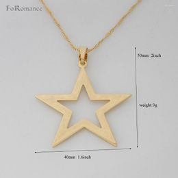 Pendant Necklaces PLAIN SURFACE STAR YELLOW GOLD PLATED 45CM NECKLACE BIG TALL 50MM