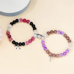 Charm Bracelets Fashion Couple Distance Beads Matching Bracelet Magnetic Heart Lock Key Pendant Friendship Jewelry Wholesale