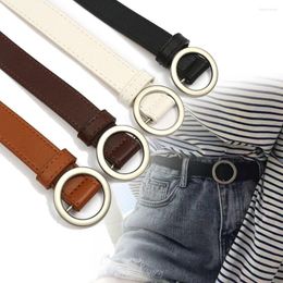 Belts Fashion Retro Luxury Design Vintage Non-Porous Leather Belt Round Buckle Waistband Trouser Dress Thin Waist Strap