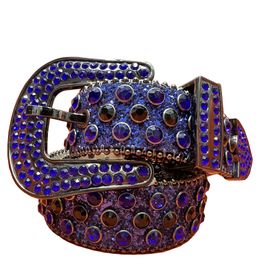 Jeans Blue bb simon Belt for Mens women trendy leather diamond-encrusted waistband paired with all pants occasions