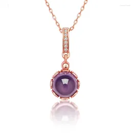 Pendant Necklaces Ociki Rose Gold Colour Purple Opal Necklace Chokers Womens Jewellery CZ Round For Women Girls Gift Drop