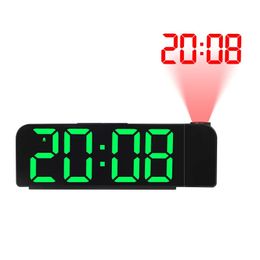 Desk Table Clocks 180° Rotation Digital Projection Alarm Clock Night Mode Power-off Memory Table Clock 12H24H Bedroom Electronic LED Clock 231115