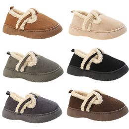 Designer fur cotton shoes women brown grey black green plush shoes womens soft soles outdoor winter casual