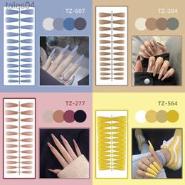 False Nails Matte False Nail Tips Solid Colour Super Long Coffin False Nail Ballet Press on Nails Tips for Artificial Fingernails Fake Nails YQ231115