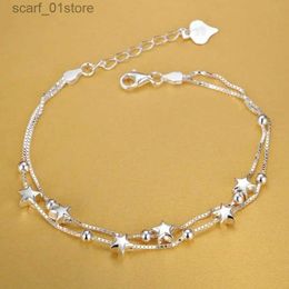 Chain 925 Sterling Silver Beautiful Stars Bracelets For Women Korean Fashion Designer Party Wedding Jewelry Holiday GiftsL231115