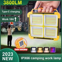 Camping Lantern Super Bright LED Reflector USB Charge Lamp Portable Outdoor Solar Flood Light IPX66 Camping Lanterns Work Night Fair Floodlight Q231116