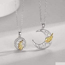 Pendant Necklaces Voleaf Hollow Couple Match Heart Necklace Sun Moon Lovers I Love You Lover Jewellery Valentines Day Gift Vne124 Drop Dh8T6