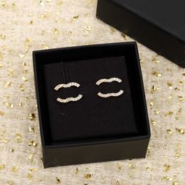 Luxury quality charm stud earring with sparkly diamondin 18k gold plated have stamp box PS4866A