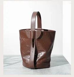 Evening Bags GPR Genuine Cowhide Leather Women Bucket Fashion Handbag For Woman Luxury Ladies Shoulder Bag Female Side