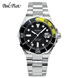 Watch Bands Paul Picot Luxury Men's Watches Stainless Steel Band Fashion Waterproof Quartz Watch For Man Calendar Male Clock Reloj Hombre 231115
