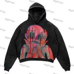 Men's Hoodies Sweatshirts Autumn and winter new fashion retro hooded sweater loose casual sweater printed hip-hop men and women shirts kill demon sweater J231115