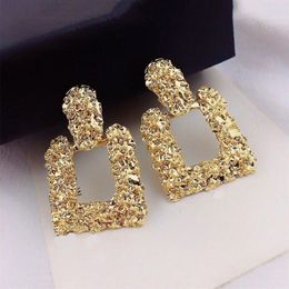 Backs Earrings Vintage Punk Metal Jewelry Non Pierced Geometric Square Ear Clip On For Women Gold Color Earcuffs Aretes Mujer