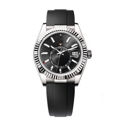 Sky Mens Watch Caijiamin Otomatik Saatler 42mm Saatler Hava Çift Dönme Fonksiyon Tarihi 904L Paslanmaz Çelik Safir Su Geçirmez Kutu Kuşkeri Dhgate