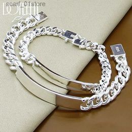 Chain DOTEFFIL 925 Sterling Silver 2pcs Bracelet 10mm Smooth Sideways Chain For Men Women Wedding Engagement Party JewelryL231115
