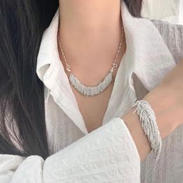 Chains 925 Sterling Silver Necklace Tassel Waterfall Galaxy Elegant Punk Geometric For Women Girl Jewellery Gift Drop Wholesale