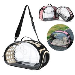 Cat Carriers Crates Houses Puppy Capsule Shoulder Bag Breathable Dog Universal Travel Out Transparent Portable Space Foldable for Cats 231114