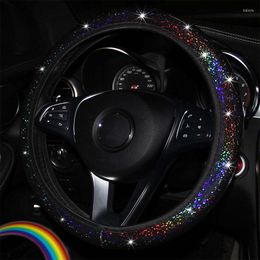 Steering Wheel Covers Car Cover Crystal Diamond Sparkling Bling Suv Protector Vehicle Auto Decoration Carbon Fibre