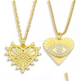 Pendant Necklaces Hiphop Gold Plated Chain Heart Evil Greek Eye Pendant Necklaces Brass Cubic Zirconia Jewelry Vne158 Drop Delivery Je Dhubw