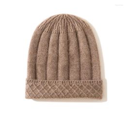 Berets Men's And Women's Cashmere Knitted Wool Hat Fashion Warm Thickened Ear Protection Big Head Hats & Caps Men