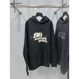 designer hoodie balencigs Fashion Hoodies Hoody Mens Sweaters High Quality Correct Version 23S High end New BB Hand Painted Graffiti Print Casual Loose Hooded 57AM