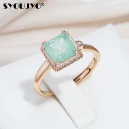 Wedding Rings SYOUJYO Luxury Snowflake Cubic Zirconia Ring For Women Size Adjustable 585 Gold Colour Party Fine Jewellery