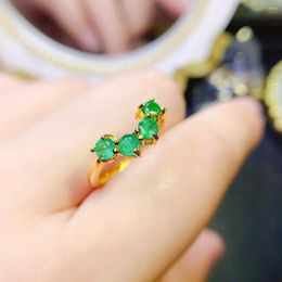 Кольца кластера, кольцо с натуральным изумрудом, сертифицированное серебро 925 пробы, 3x3 мм, зеленый драгоценный камень, праздничный подарок для девочек, бесплатный продукт