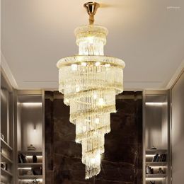 Chandeliers Modern Luxury Crystal Chandelier El Lobby In The Living Room Of Duplex Villa Spiral Staircase Light