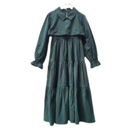 Girl Dresses Girl's Kids For Girls 2023 Autumn Teen Midi Cotton Dress Children Clothes Two Colours Ruffles Fashion Clothing #6440Girl's