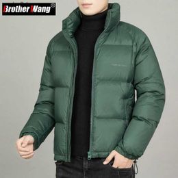 Men's Down Parkas Autumn Winter New Men's Stand Collar Light Down Jacket Korean Fashion Oversize Warm Thick Coat White Orange Green BlackL231115