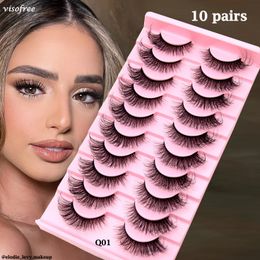 False Eyelashes 10 Pairs Natural Long 3D Mink Lashes Fluffy Volume Cruelty Free Wispy Makeup Cilios Q01 231115