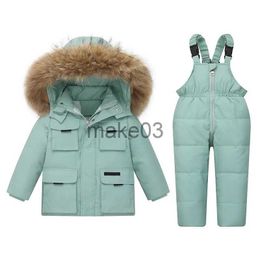 Down Coat OLEKID -30 Degree 2023 Russian Winter Children Clothes Set Waterproof Down Jacket For Girls Kids Jumpsuit Boy Overalls Snowsuit J231115