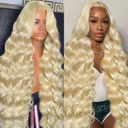 Synthetic s Rosabeauty 34 inch 13x6 613 HD Honey Blonde Body Wave Lace Frontal Human Hair Brazilian Color 13x4 Front For Women 231115