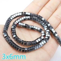 Beads Natural Stone Hematite UFO-shaped Gasket Loose 3x6mm Flat Hexagonal Used To Make DIY Bead Bracelet Necklace 15 Inch