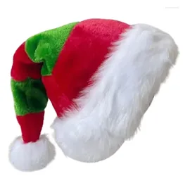 Berets Striped Santa Hat Thicken Plush For Holiday Comfort Liner Christmas Year Symbol Cap With White Brim J78E