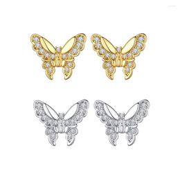 Stud Earrings Shineland Shiny Zircon Butterfly Women Simple Silver Colour Brincos Anti-allergy Party Luxury Jewellery Gift 2023