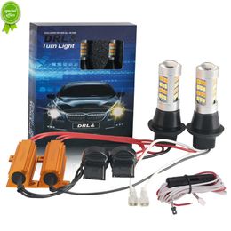 New 1Set 1156 P21W BA15S BAU15S PY21W 7440 W21W WY21W T20 2835 42SMD Amber White Switchback LED Bulbs S25 DRL Turn Signal Light 12V