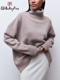 Women's Sweaters Women'sTurtleneck Winter Autumn Long Sleeve Tops Casual Loose Jumper Oversized Sweater Thick Warm Knitted Pullover for Women 231115