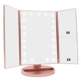 Compact Mirrors Cosmetic Make up Led Makeup Mirror with Lights USB Charging Foldable 22 Light Magnifying Makeup Mirrors 231109