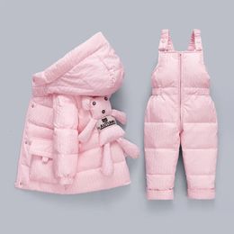 Jackets Winter Overalls Jumpsuit for Girls Boy Children Suits Kids Snowsuit Duck Down Parka Coat Toddler Baby Bear Toy Outerwear 231115